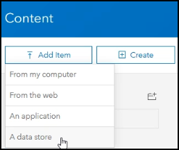Add the cloud store as a data store item in the portal